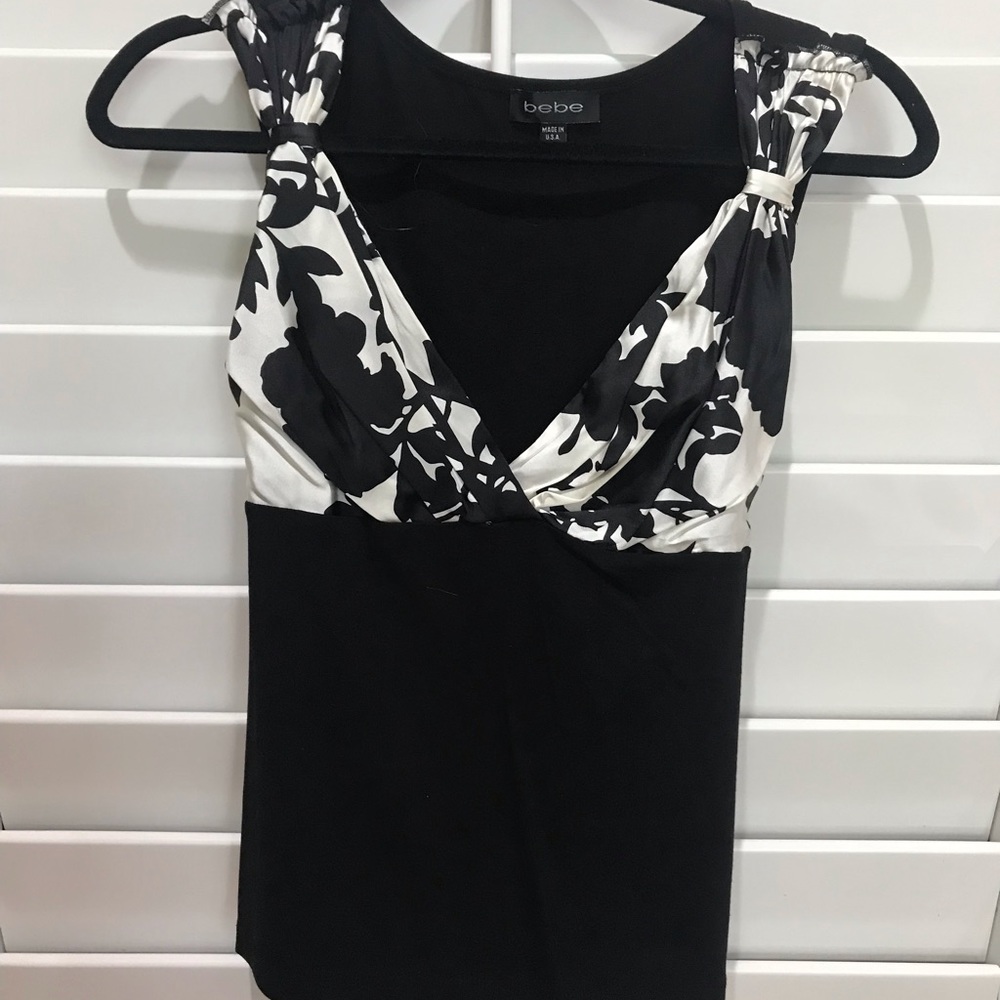 BEBE Black and White Top